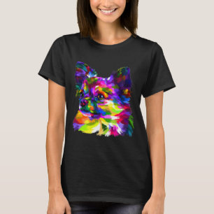Färgstark Chihuahua-huvud på geometrisk pop Art T Shirt