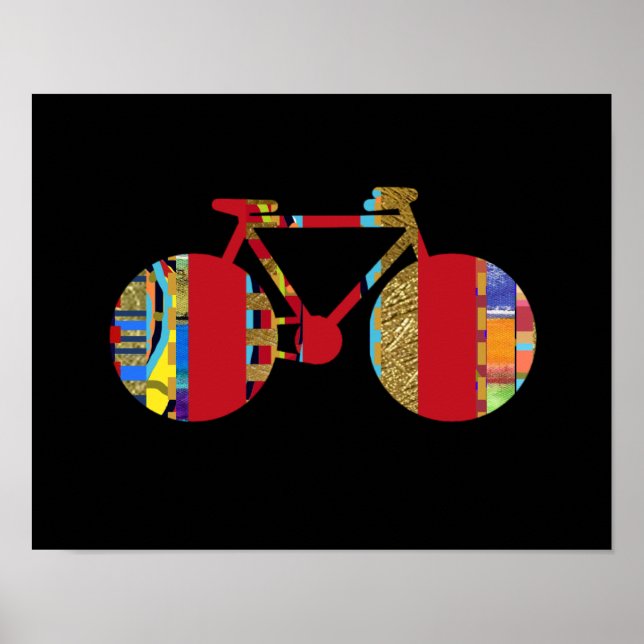 färgstark cykelvägg/dekör poster (Framsidan)