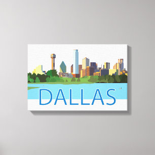 Färgstark Dallas Skyline-illustration Canvastryck