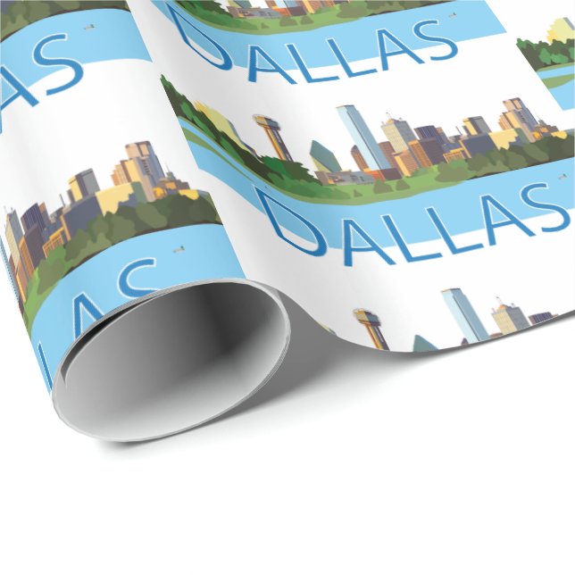 Färgstark Dallas Skyline-illustration Presentpapper (Rullad Hörn)