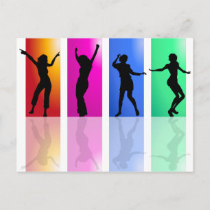 Färgstark Dancing Silhouette Vykort
