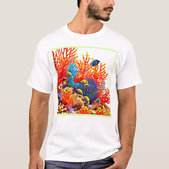 Färgstark design för undervattenslivet t shirt (Framsida)