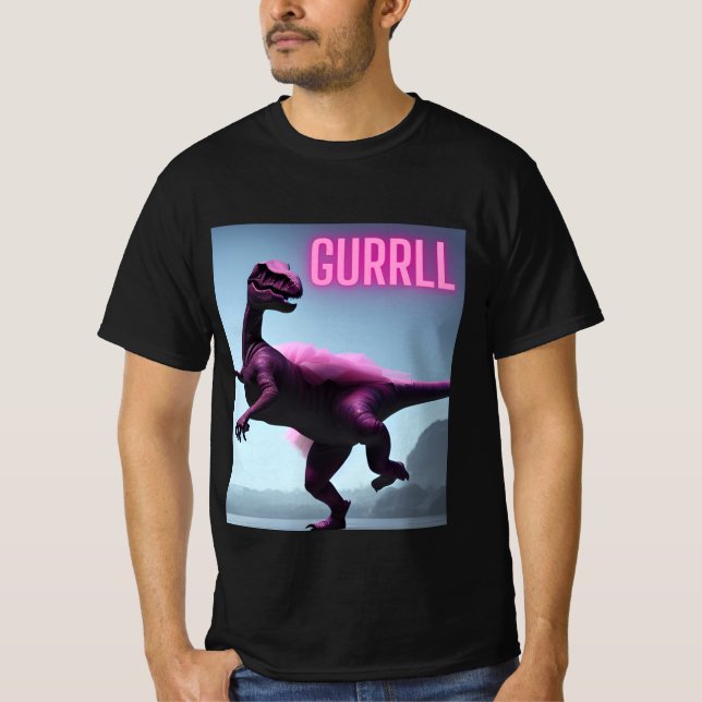 Färgstark dinosaur i Tutu T Shirt (Framsida)