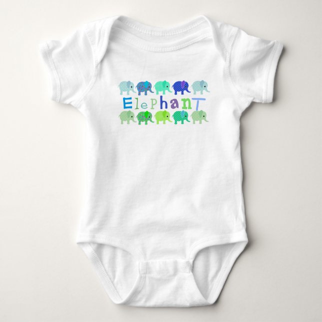 Färgstark elefant-Baby-romer T-shirt (Framsida)
