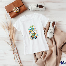 Färgstark elefant med paraplykonst t shirt