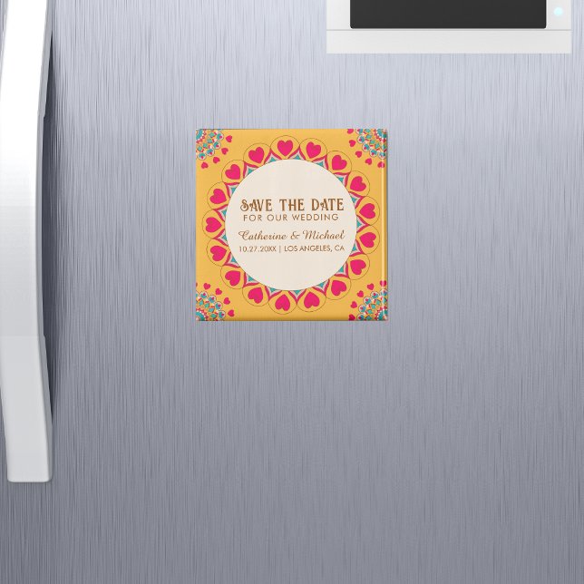 Färgstark etnisk Mandala Bold & Bright Bröllop Magnet (Skapare uppladdad)