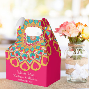 Färgstark etnisk Mandala Bold & Bright Bröllop Presentaskar
