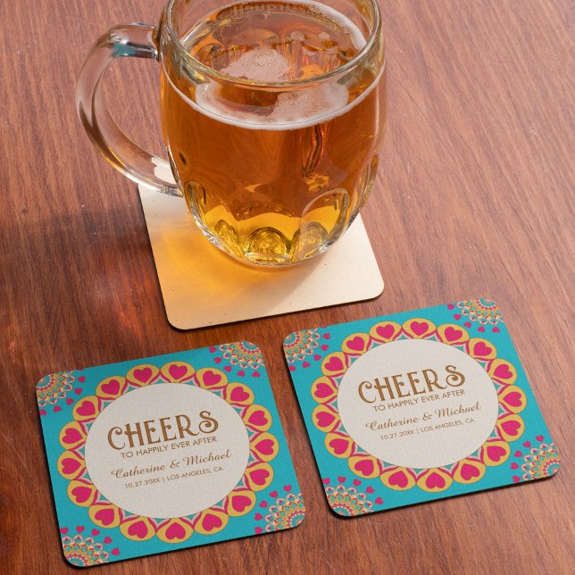 Färgstark etnisk Mandala Bold & Bright Bröllop Underlägg Papper Kvadrat (Skapare uppladdad)