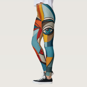 Färgstark färgning av Ansikte Abstrakt Leggings