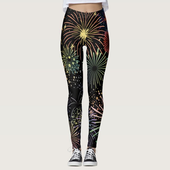 Färgstark Fireworks-grafik Leggings (Framsida)