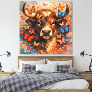 Färgstark Fjäril Bull | Livlig Vilda Djur Canvastryck