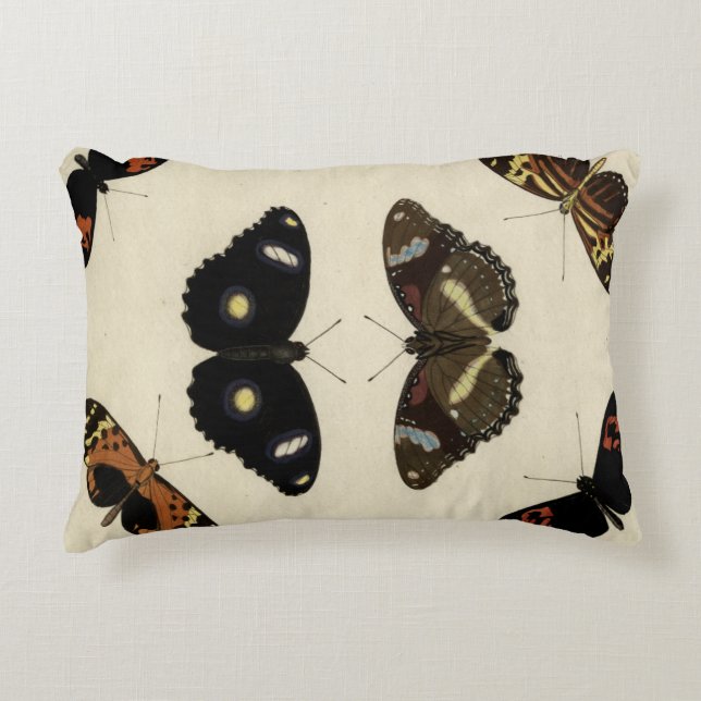 Färgstark fjärilsmussla på Cream-bakgrunden Prydnadskudde (Framsidan)