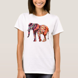 Färgstark flerfärgad elefant t shirt
