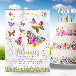 Färgstark Födelsedagsfest för Bright Butterfly Inbjudningar