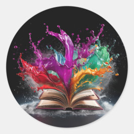 Färgstark författare runt klistermärke