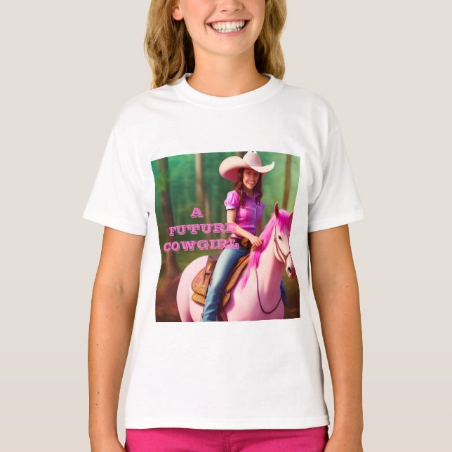 Färgstark framtida Cowgirl Barn T-Shirt (Framsida)