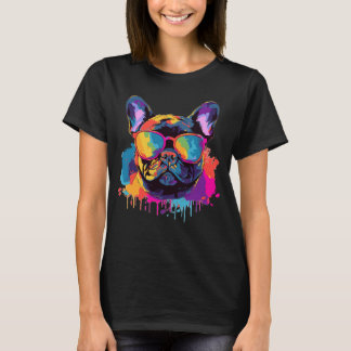 Färgstark Fransk-bulldog T Shirt