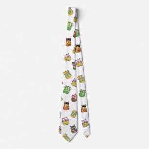Färgstark Funky Cats Mönster Tie Slips