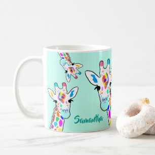 Färgstark Giraffes Peek-A-Boo Modern Art-Roligt Kaffemugg