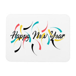 Färgstark, glad utformning av "Gott nytt år" Magnet