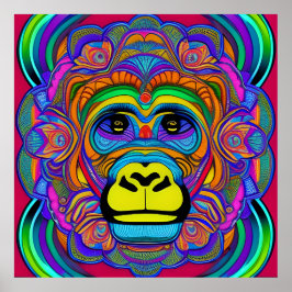 Färgstark Gorilla Mandala-unik intressant Poster