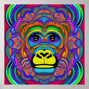 Färgstark Gorilla Mandala-unik intressant Poster