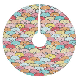 Färgstark Grisar, brun och cute Mönster Julgransmatta Borstad Polyester