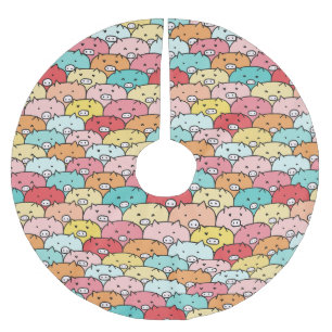 Färgstark Grisar, brun och cute Mönster Julgransmatta Borstad Polyester