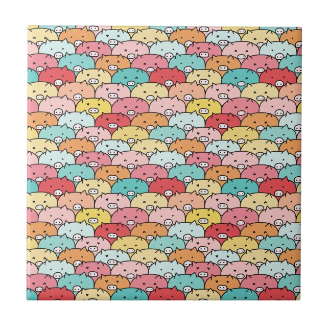 Färgstark Grisar, brun och cute Mönster Kakelplatta (Framsidan)