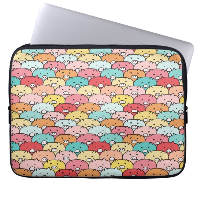 Färgstark Grisar, brun och cute Mönster Laptop Fodral (Framsidan)
