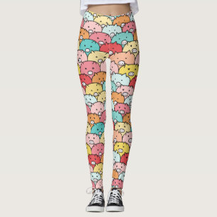 Färgstark Grisar, brun och cute Mönster Leggings