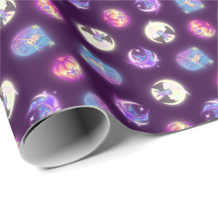 Färgstark Halloween Cute Fladdermöss Teckning M Presentpapper