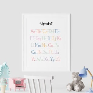 Färgstark, handskriven Alphabet Education Poster