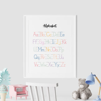 Färgstark, handskriven Alphabet Education Poster