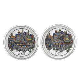 Färgstark hebreisk Jerusalem Ceramisk Cufflinks