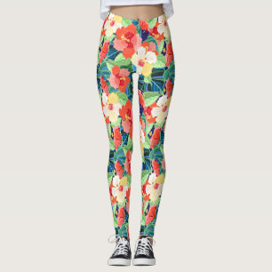 Färgstark Hibiscus Mönster Leggings
