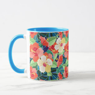 Färgstark Hibiscus Mönster Mugg