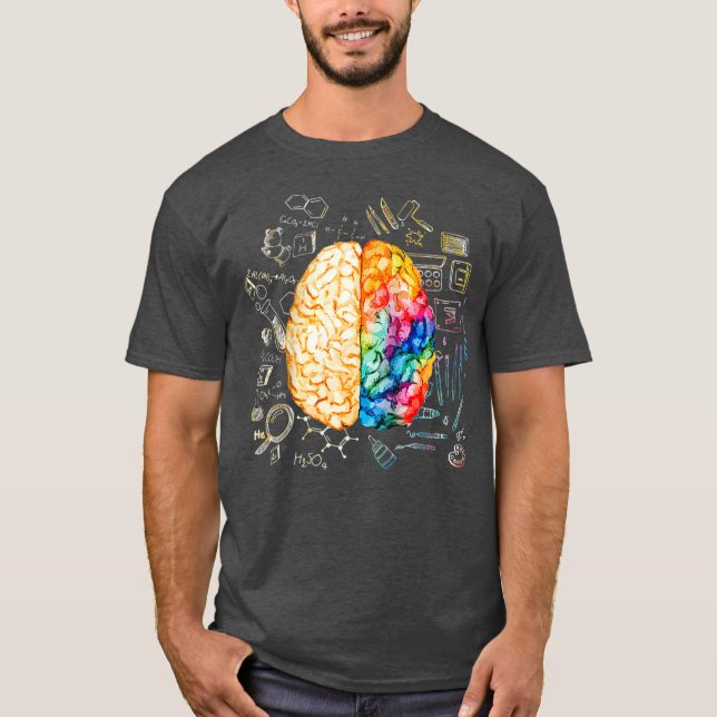 Färgstark hjärnvetenskap och konstneurovetenskap t shirt (Framsida)