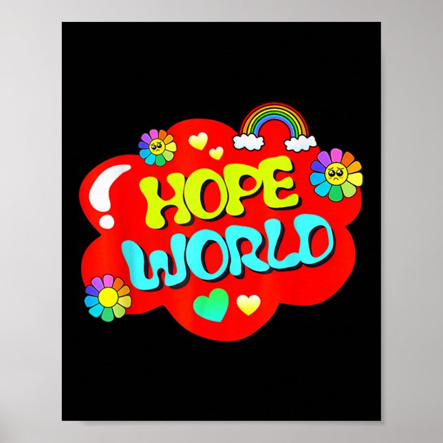Färgstark hoppvärld poster (Framsidan)