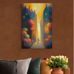 Färgstark höst i AI Art för småbyar Poster