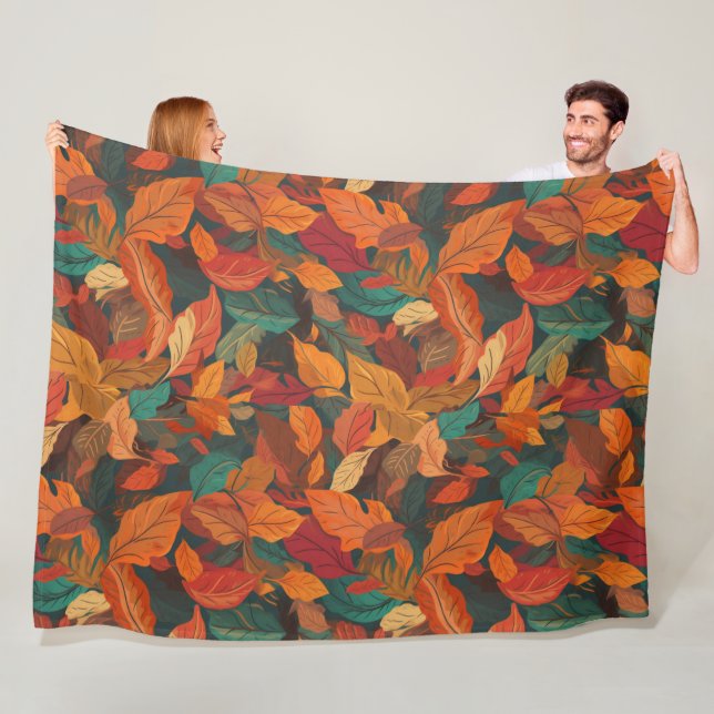 Färgstark Höst löv stor Fleecefilt (På plats)