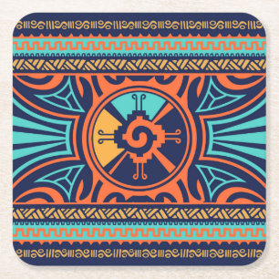 Färgstark Hunab Ku Mayan-symbol Underlägg Papper Kvadrat
