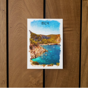 Färgstark Ibiza Spain Watercolor liggande Vykort