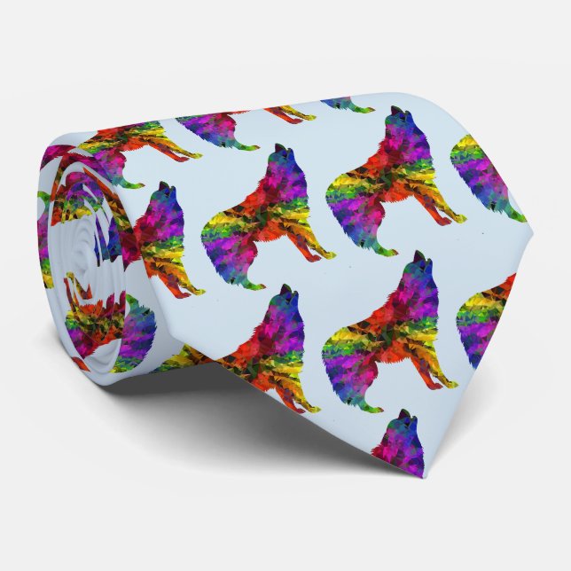 Färgstark, ihålig Varg Design Necktie Slips (Rullad)