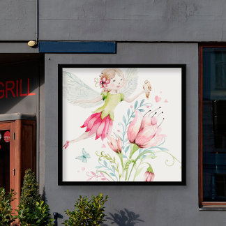 Färgstark illustration av mjölk och blommor poster