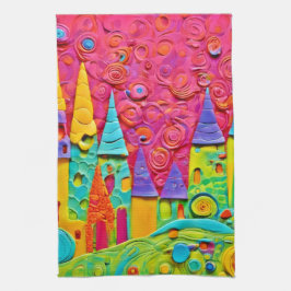 Färgstark innovativ Clay-skapelse Kökshandduk