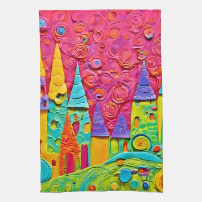 Färgstark innovativ Clay-skapelse Kökshandduk (Vertikal)