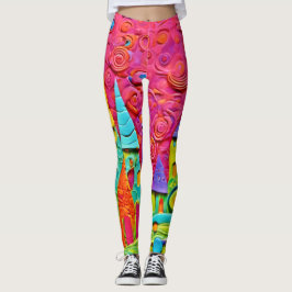 Färgstark innovativ Clay-skapelse Leggings