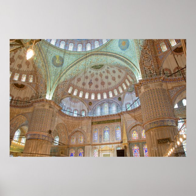 Färgstark invändig kupolformad tak i Blå Mosken Poster (Framsidan)