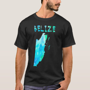 Färgstark isolerad Belize Karta i vattenfärgsfärga T Shirt